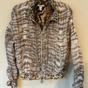 Alberto Makali bomber jacket. Tiger print. Darker color on inside 100% Polyester